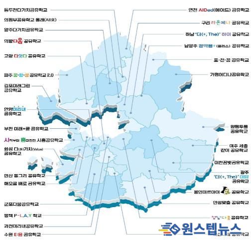 경기공유학교 도내 현황 지도