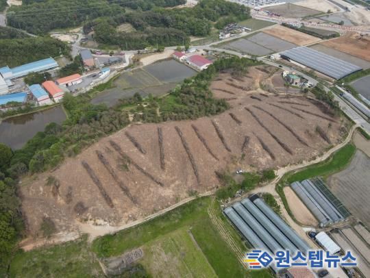 점검 대상인 원삼면 문촌리 산림사업지