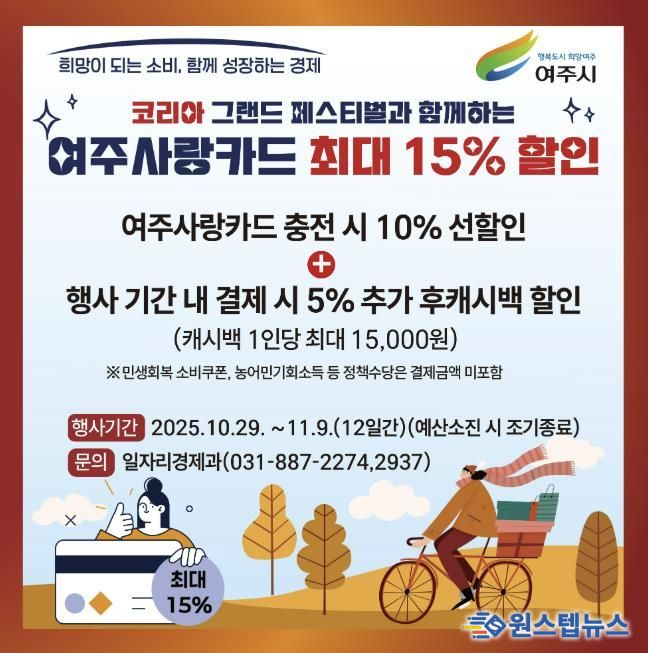 여주시, 코리아 그랜드 페스티벌 참여 ‘여주사랑카드 최대 15% 할인’