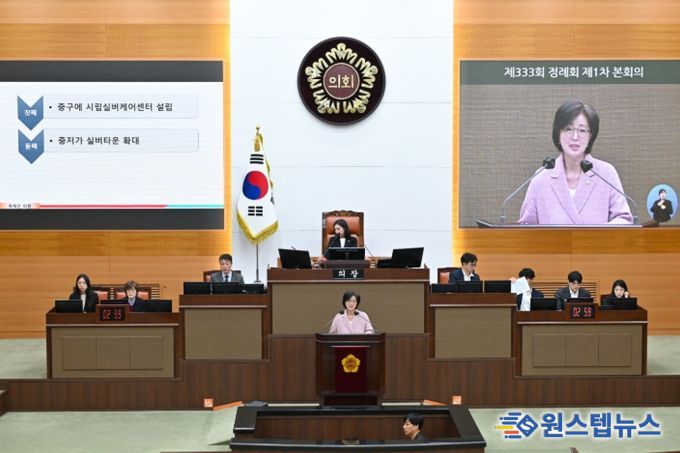 제333회 정례회 본회의에서 5분 자유발언하는 옥재은 의원