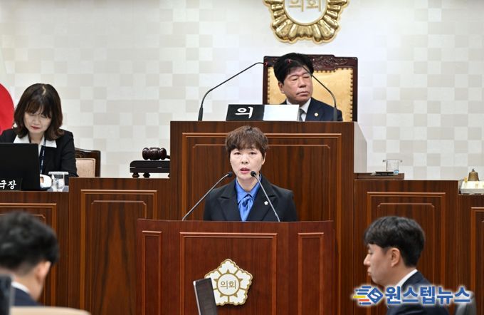 제290회 정례회 제1차 본회의에서 김미희 의원 5분 자유발언 모습