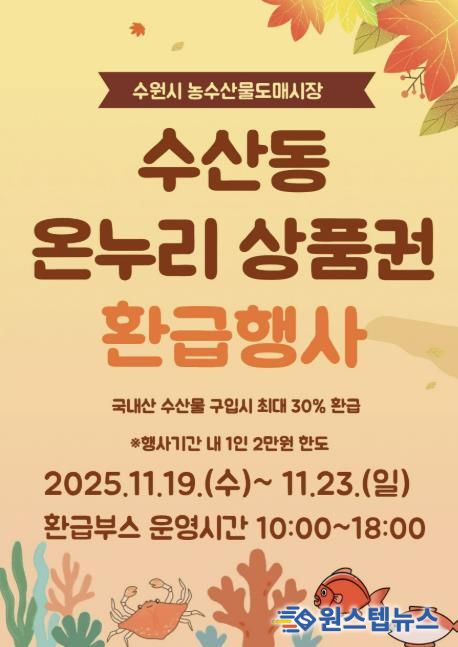 11월 온누리상품권 환급행사 홍보물.