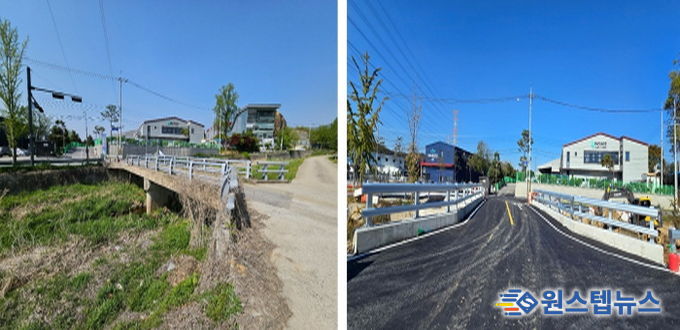 예지교 확장 공사 전(왼쪽)과 공사 후(오른쪽) 모습