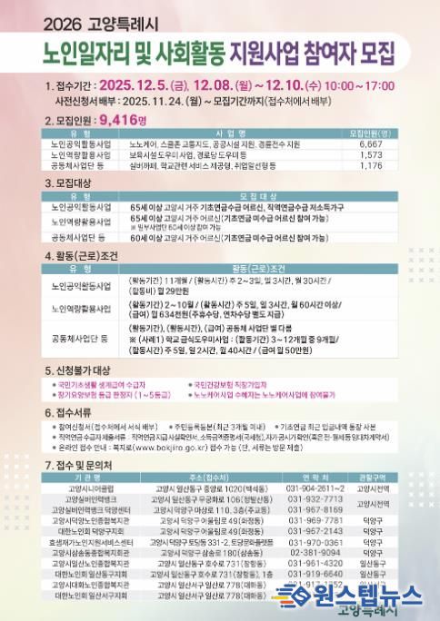 2026년 노인일자리 참여자 모집 홍보물