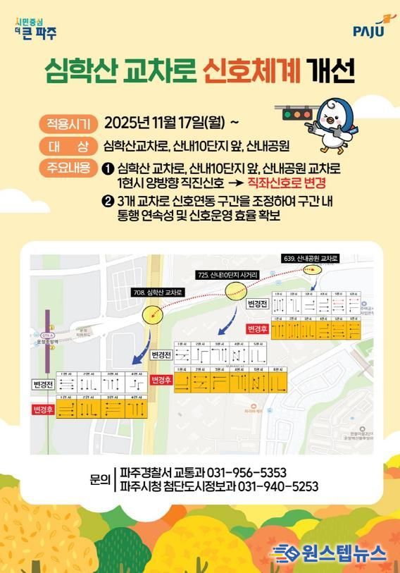 파주 운정신도시 교통혼잡 심한 교차로 신호체계 개선