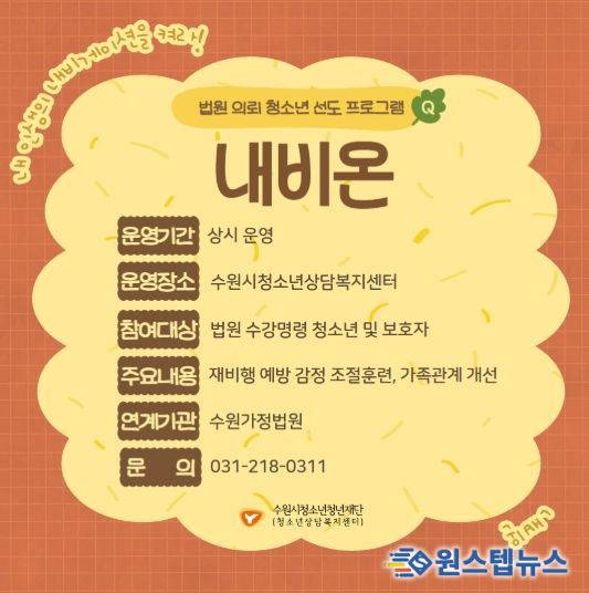 법원 의뢰 청소년 선도프로그램 ‘내비온’ 홍보 포스터