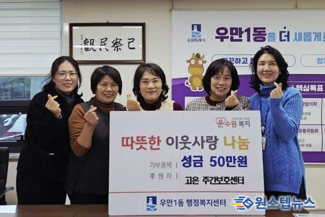 수원 고은 주간보호센터, 연말연시 맞아 수원시 팔달구 우만1동에 따뜻한 성금 전달