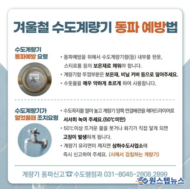 안양시, 겨울철 수도계량기 동파 방지 총력