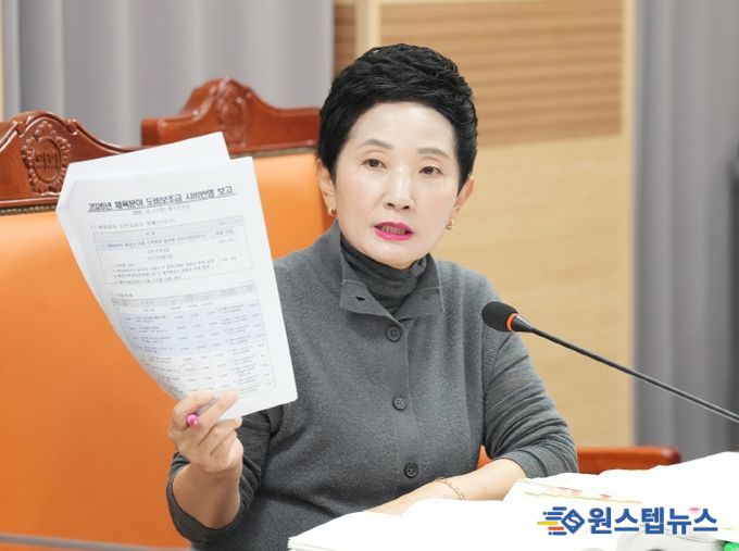 이기애 의원이 2026년도 아산시 내년도 예산안 심사를 진행하고 있다.