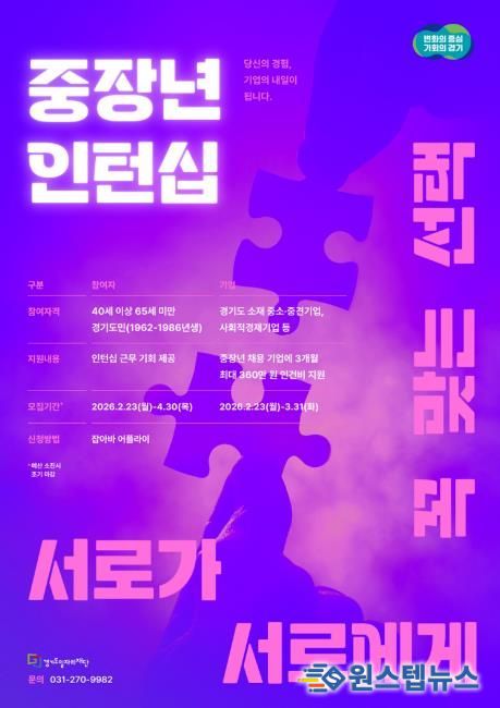 중장년 인턴 채용 기업 지원(포스터)