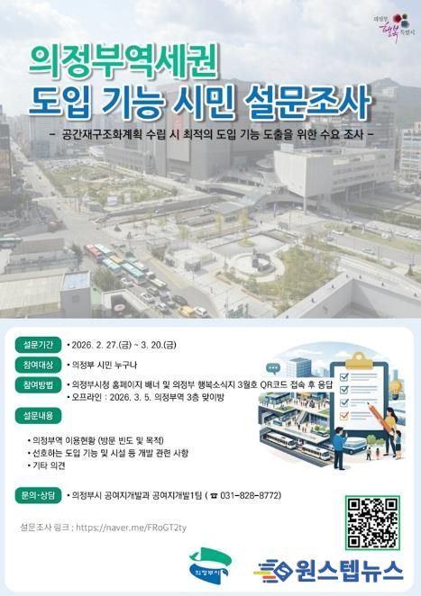 의정부시, 의정부역세권 도입 기능 설문조사 실시