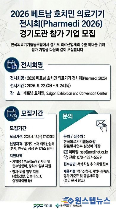 2026 베트남 호치민 의료기기 전시회 경기도관 참가 기업 모집 포스터